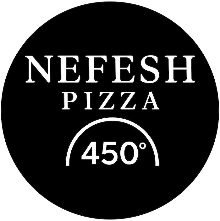 Nefesh Pizza logo with '450°' on a black background
